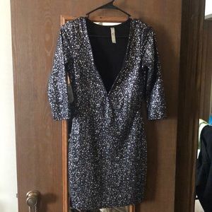 Black and silver mini dress